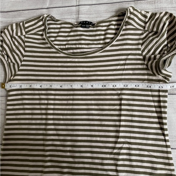 Theory Olive and White Puff Sleeve Fitted Mini Dress Size M - Picture 5 of 5